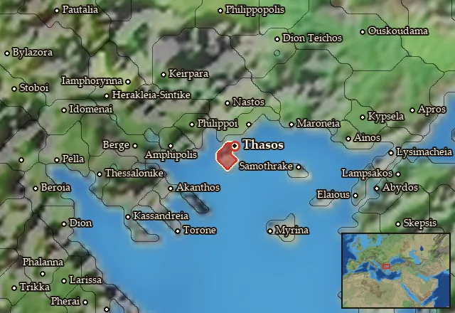Map of Thasos and its neighbours