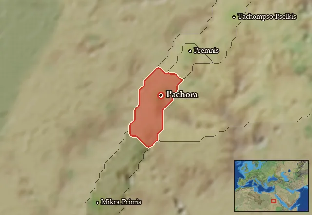 Map of Triakontaschoinos and its neighbours