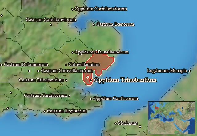 Map of Trinobantia Orientalis and its neighbours