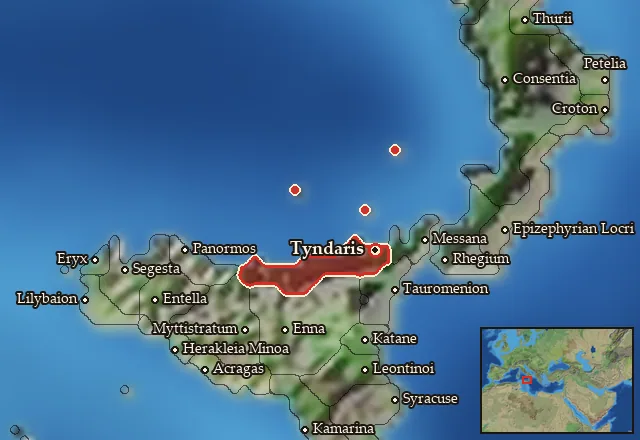 Map of Tyndaritis and its neighbours
