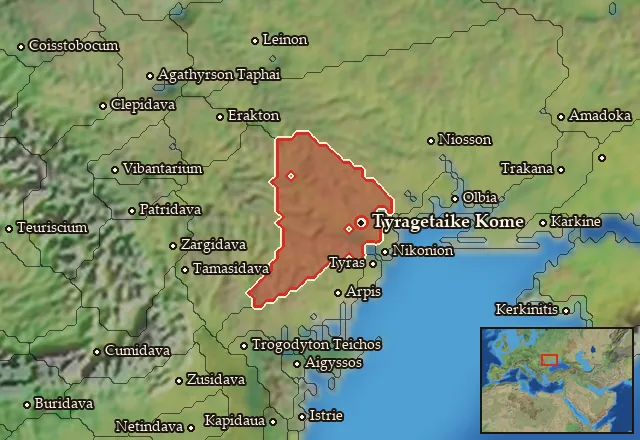 Map of Tyragetia and its neighbours