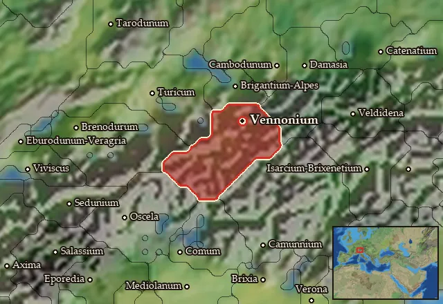 Map of Vennonia-Caluconia and its neighbours