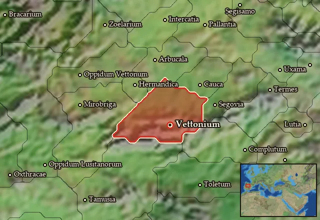 Map of Vettonia Montana and its neighbours