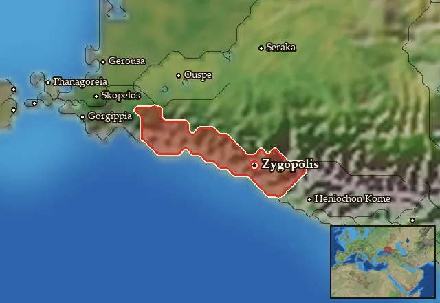 Map of Zygia-Achaia and its neighbours