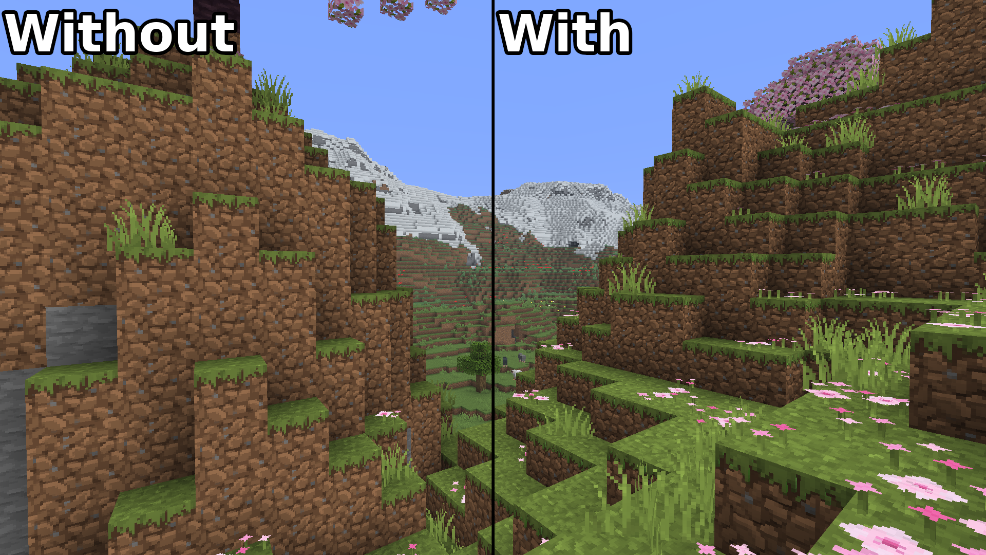 Picture of the same world with and without the mod