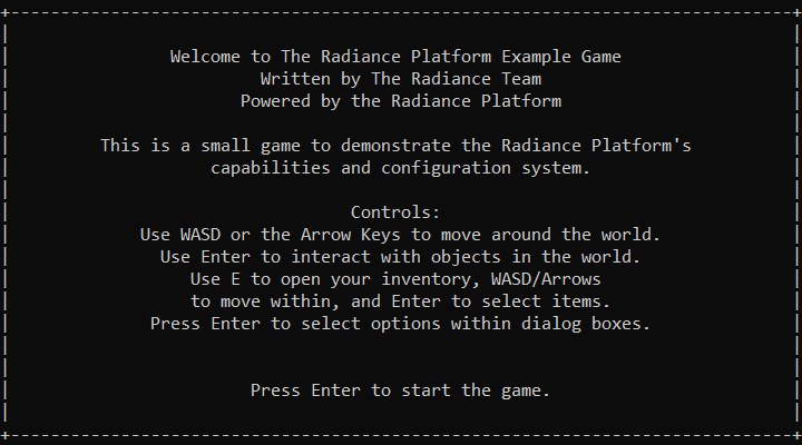 Radiance platform example game screenshot