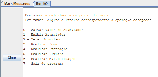 Menu inicia da Calculadora