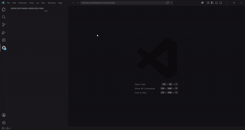 Deprecated Finder — workspace scan, deprecated list, Fix and Fix all