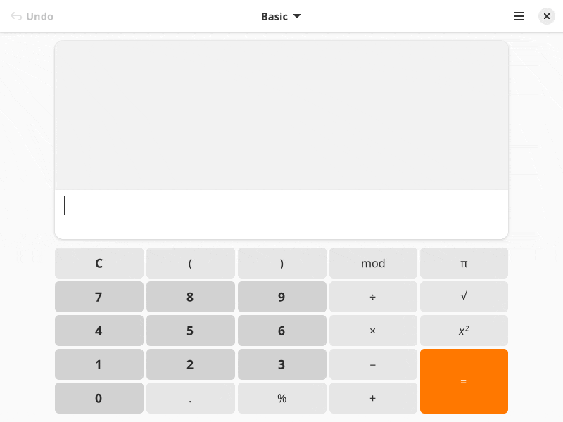 GNOME Calculator: clicking 7 + 8 and typing 6×7