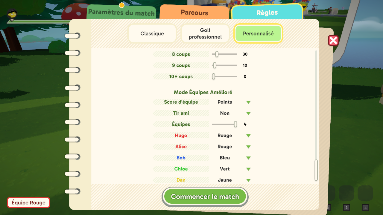 Team Mode settings