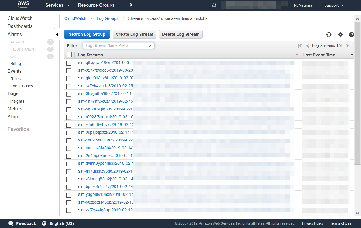 AWS RoboMaker Logs