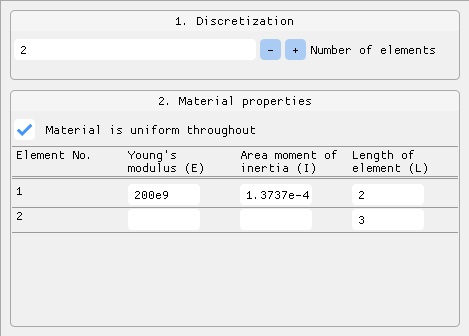 Example Discretization and Material Properties