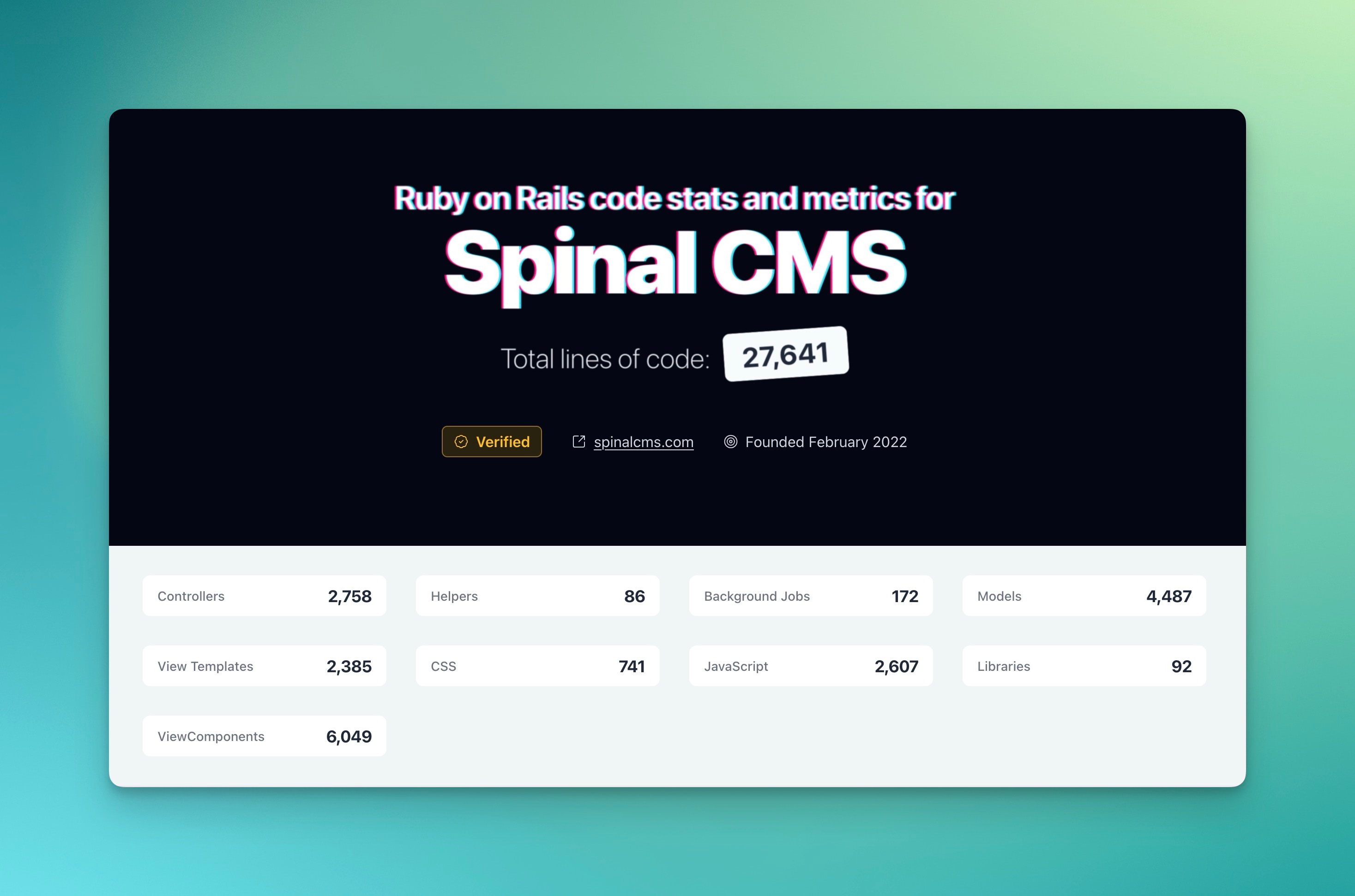 Screenshot of Rails Stats project