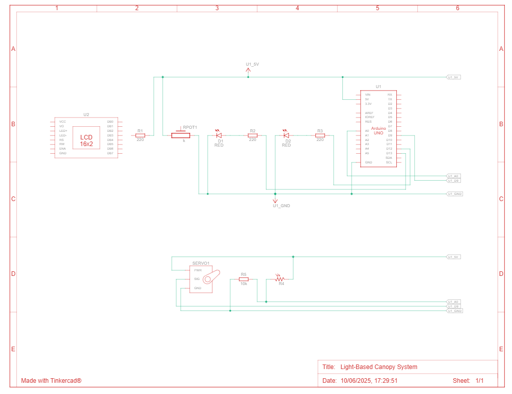 Electronic circuit schematics for light-based canopy