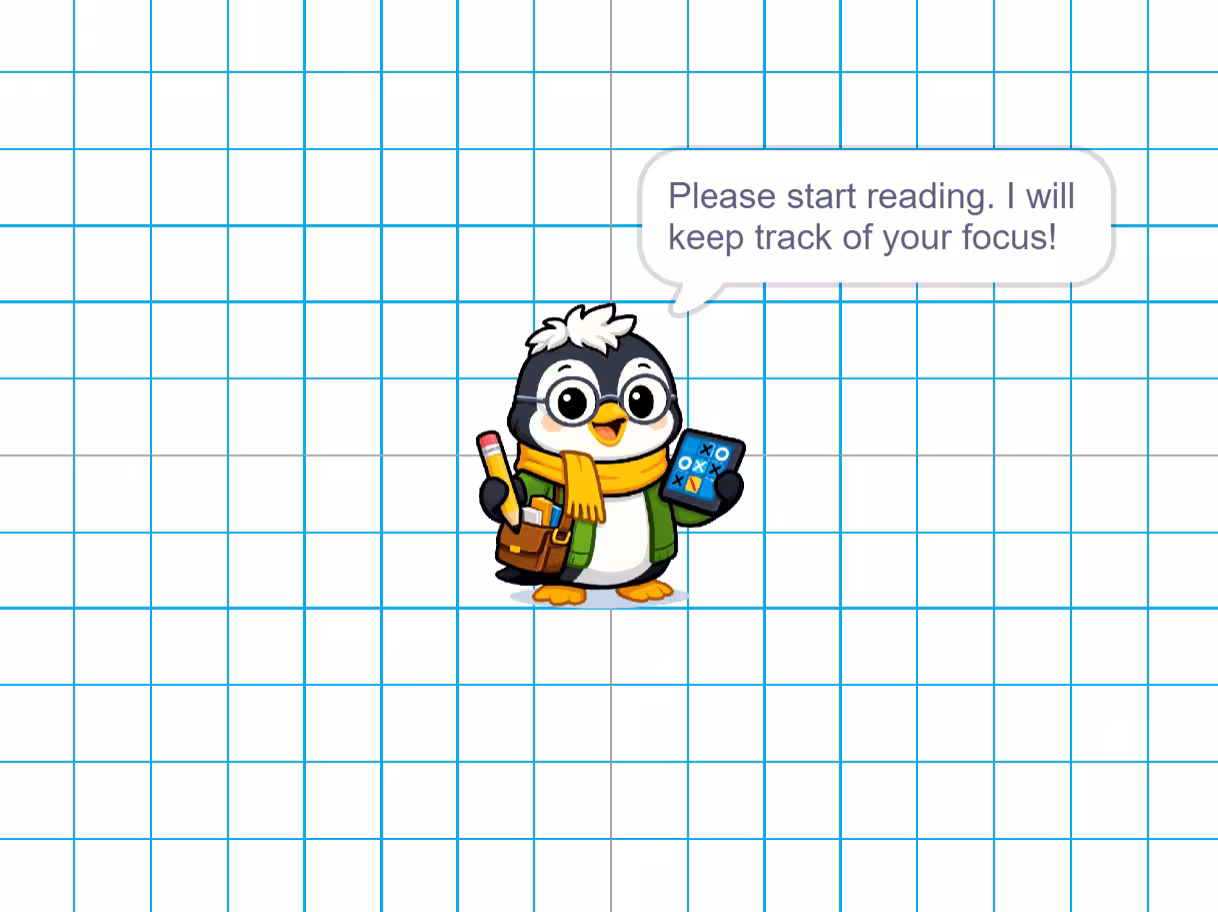 Literacy focus timer with face-aware reading check