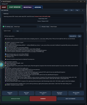 Chat Window and System Console