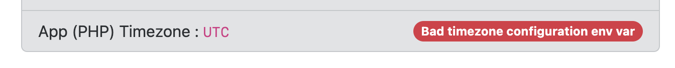 Bad timezone configuration env var error