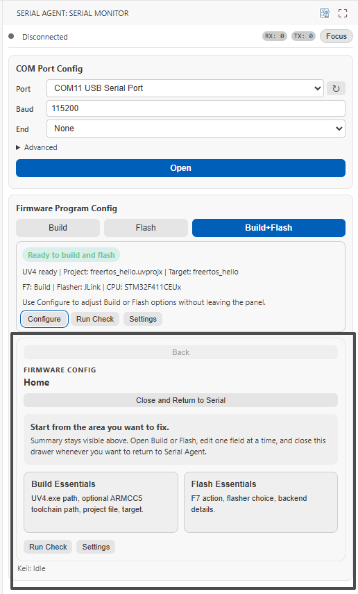 Build and Flash actions