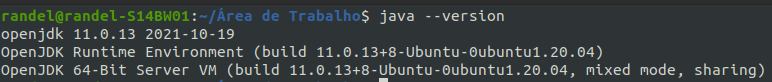 Versão do java instalada