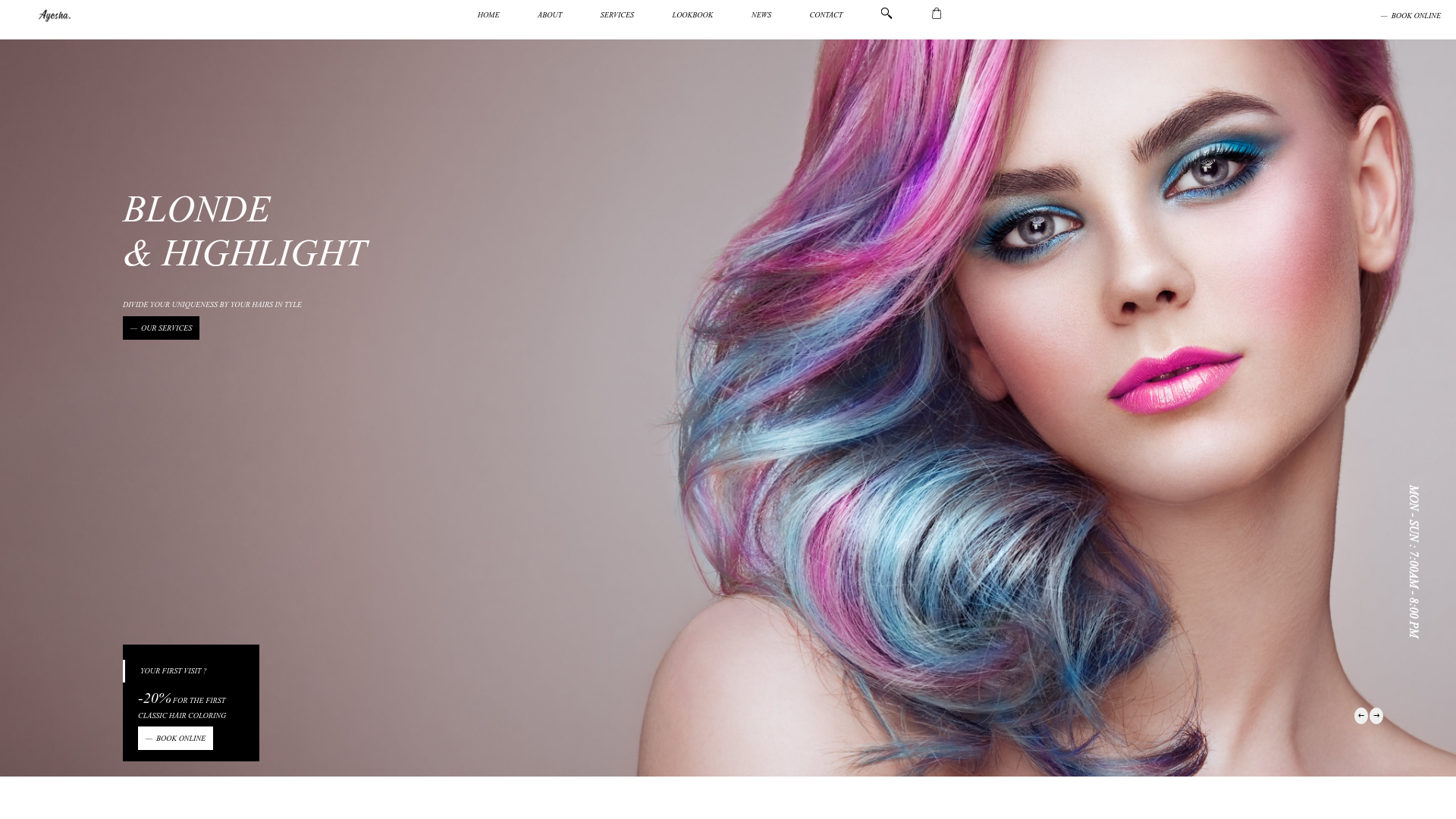 Website of Ayesha Hair Salon