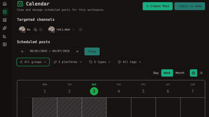 Calendar & smart filters