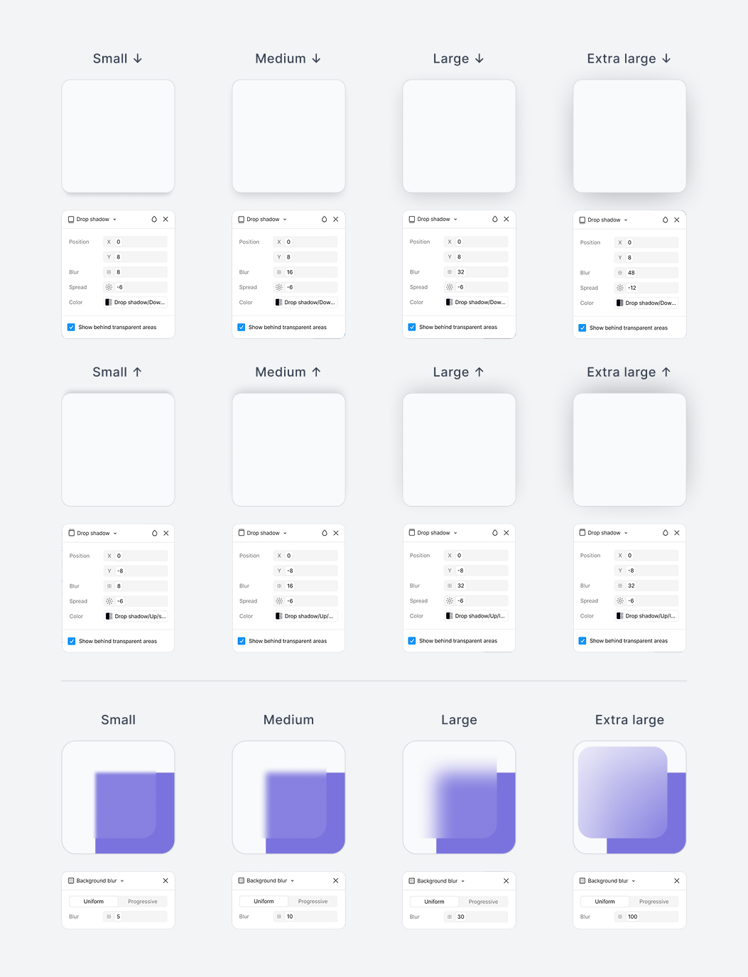Drop shadows and background blurs
