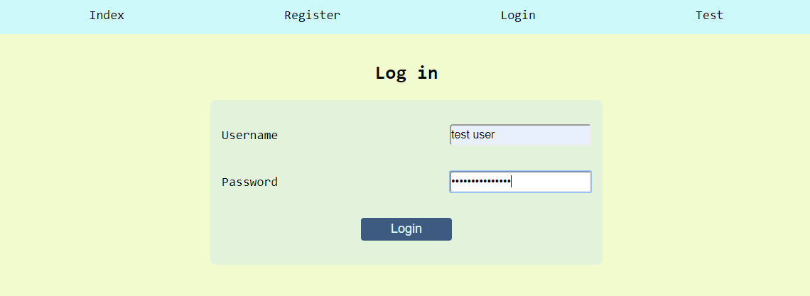 login page