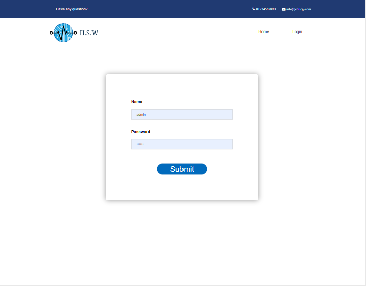 Login page