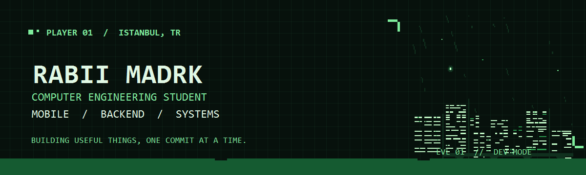 Rabii Madrk — green pixel city, Computer Engineering student