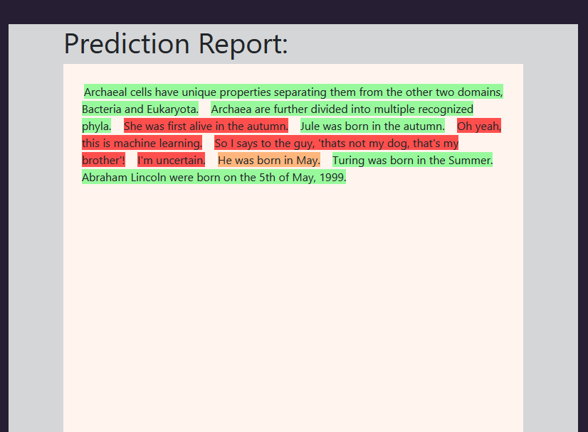 Prediction report