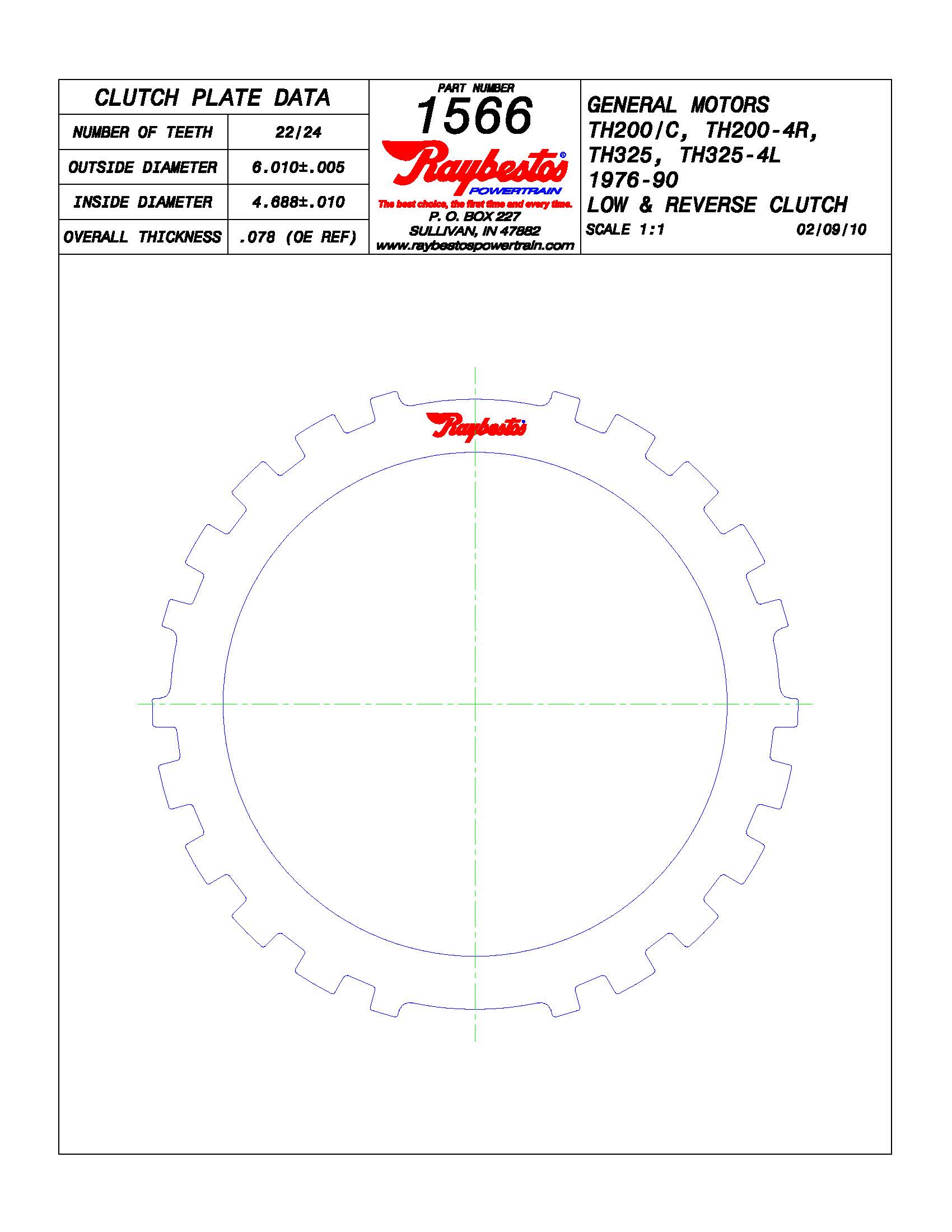 TH2004R, TH325, TH3254L Low, Reverse (Flat) Kolene High Performance