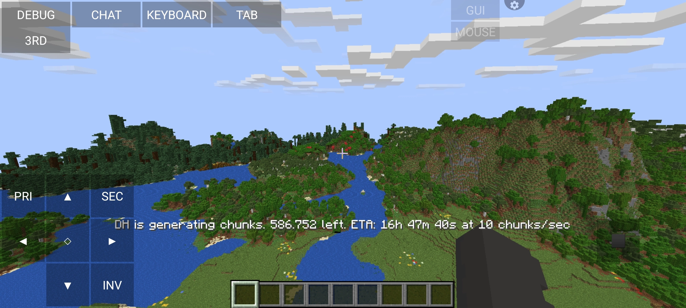 Screenshot of game with Distant Horizons running on Android