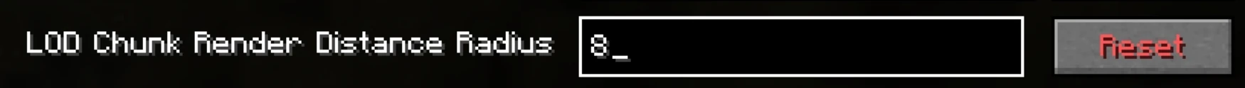 Screenshots of the option in Distant Horizons set to 8
