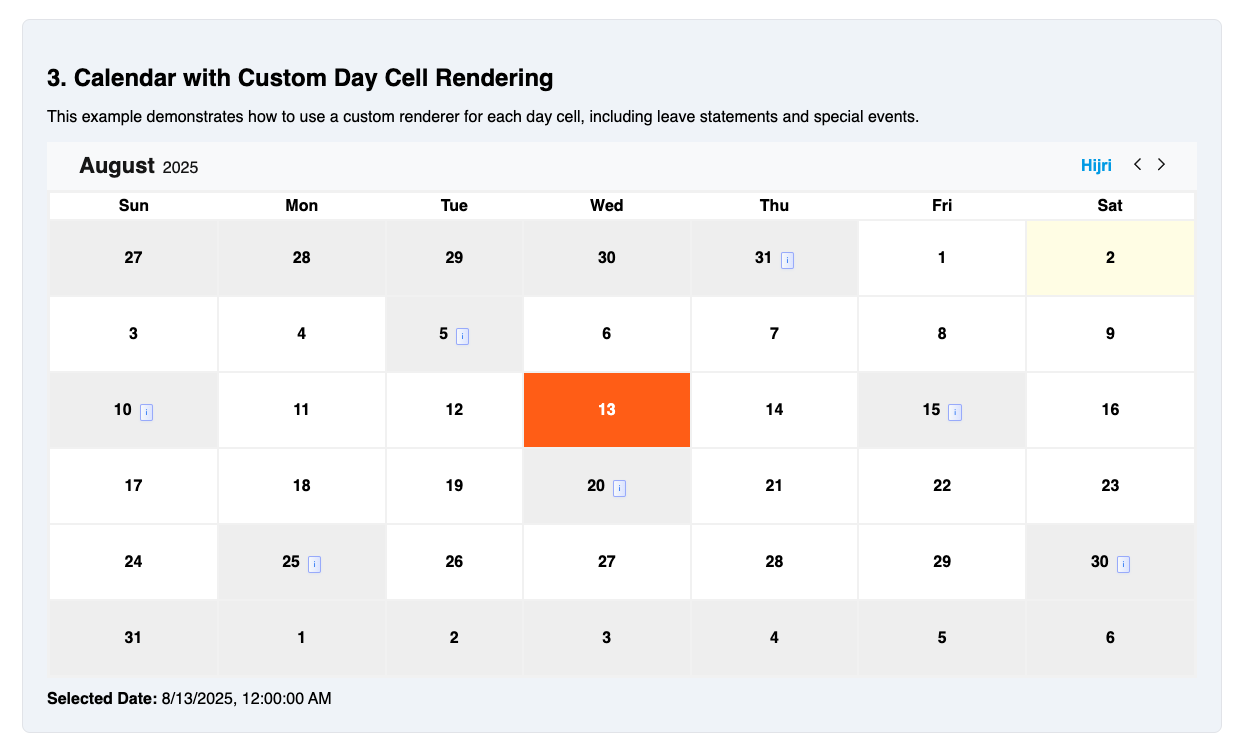 Custom Day Cell