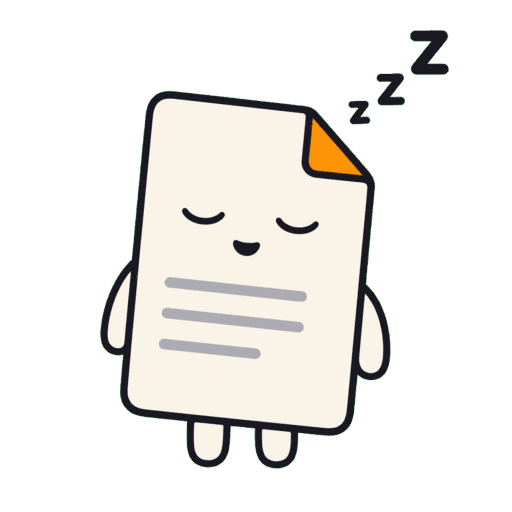 The Paperling mascot asleep, zzz