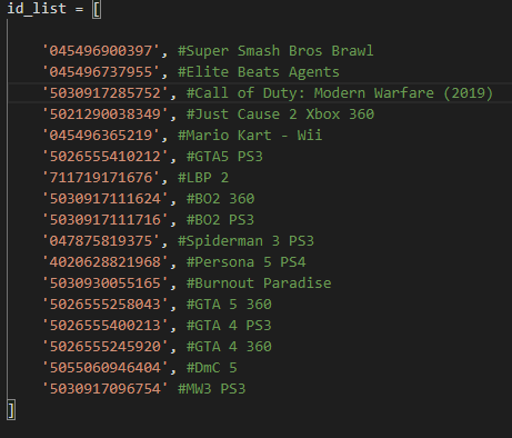 ps3 console id list