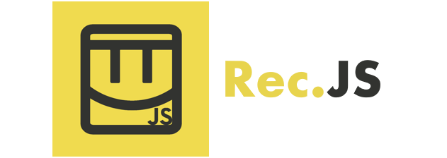 A yellow Rec Room logo with text saying 'Rec.js'.