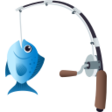 Fishing Pole And Fish on JoyPixels