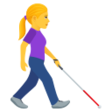 Woman With White Cane Facing Right on JoyPixels