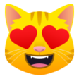 Smiling Cat Face With Heart-shaped Eyes on JoyPixels