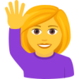 Woman Raising Hand on JoyPixels