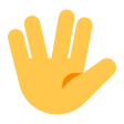 Raised Hand With Part Between Middle And Ring Fingers on Tossface