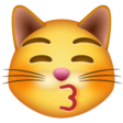 Kissing Cat Face With Closed Eyes on WhatsApp
