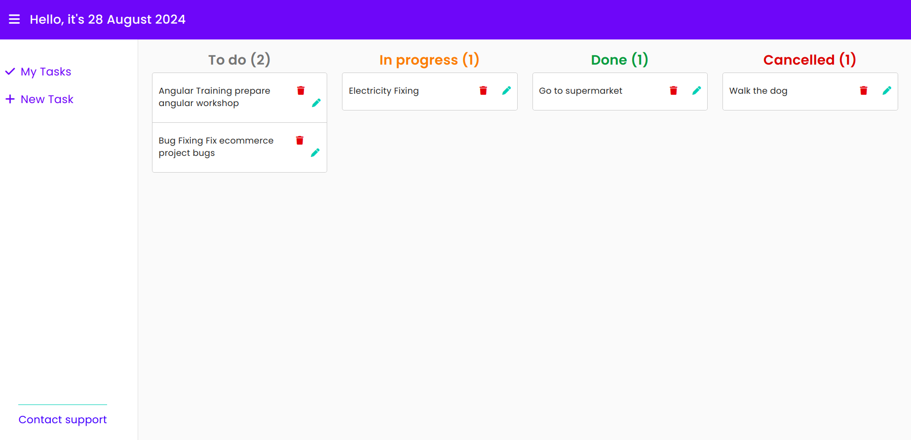 tasks drag&drop view