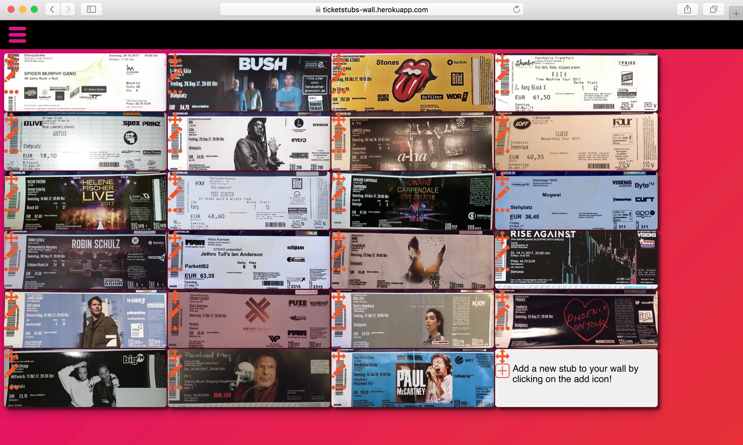 Wall with Tickets