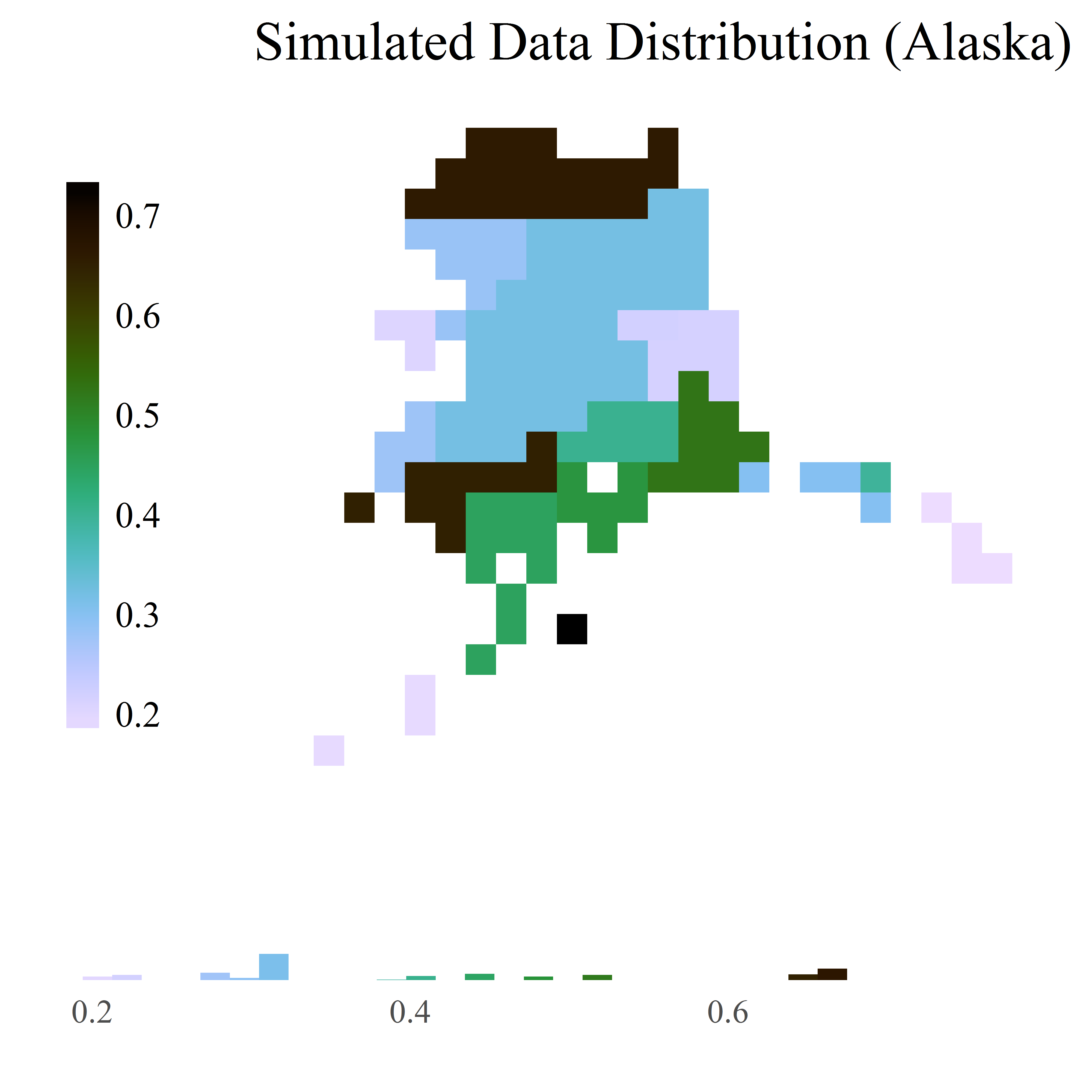 A map with a histogram of the data distribution