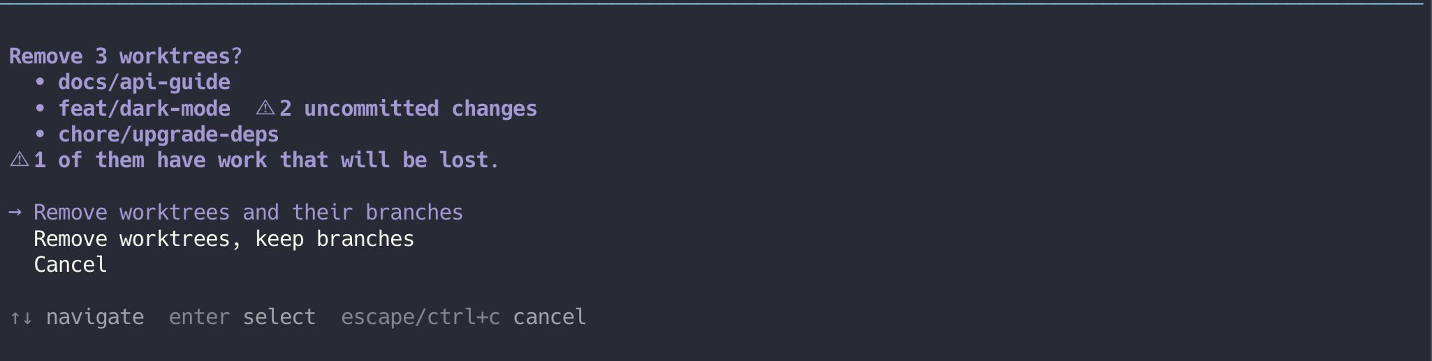 Confirm removal