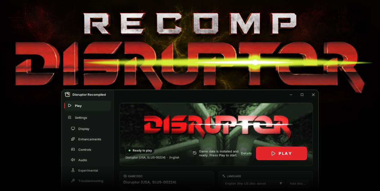 Disruptor Recompiled and its launcher