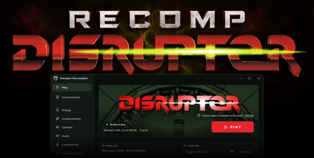 Disruptor Recompiled and its launcher