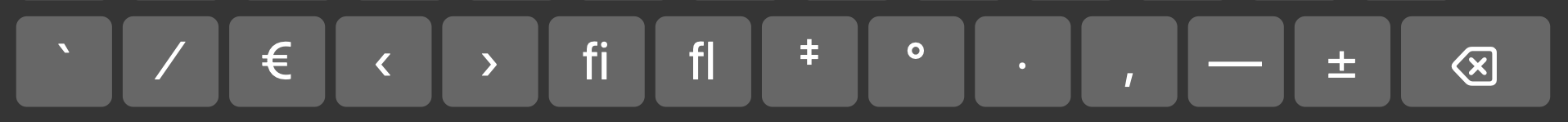 Numbers row with Shift+Option
